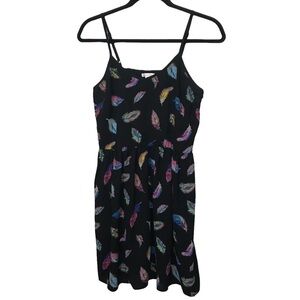 Xhilaration Black Feather Print Mini Dress Juniors Medium
